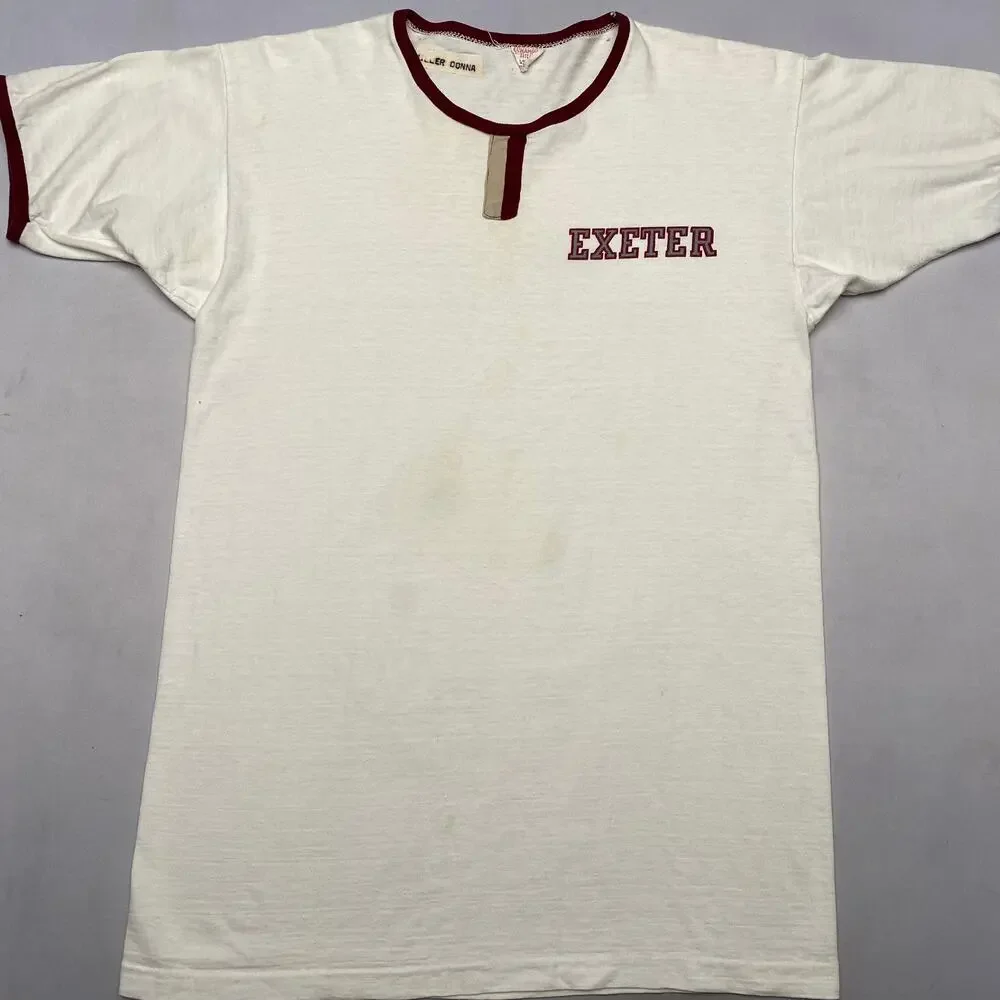Vintage 60s Champion Running Man Exeter Rowing Ringer T Shirt Men's Large - Picture 2 of 9